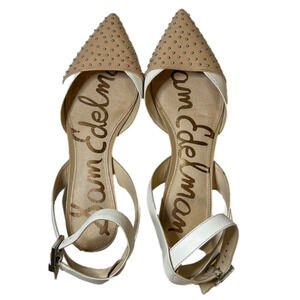 Sam Edelman Brina studded tan and white pointed toe flats - 6.0 - EUC